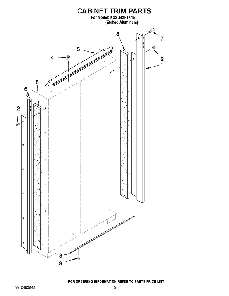 CABINET TRIM PARTS Diagram and Parts List for KSSO42FTX15  KitchenAid Refrigerator