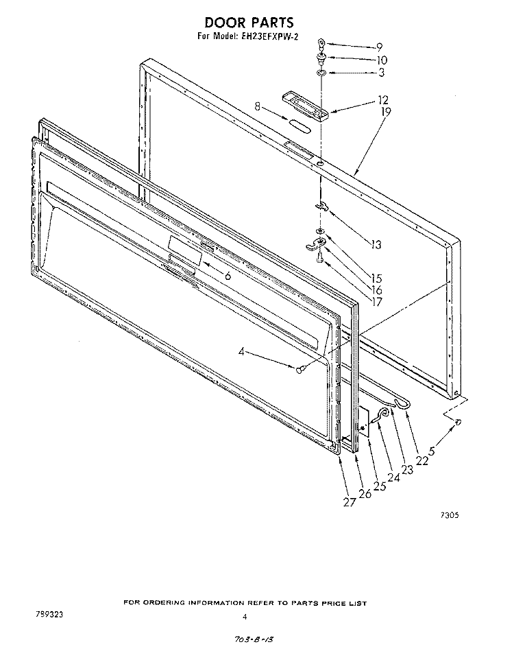 SECTION Diagram and Parts List for EH23EFXPW2  Whirlpool Freezer