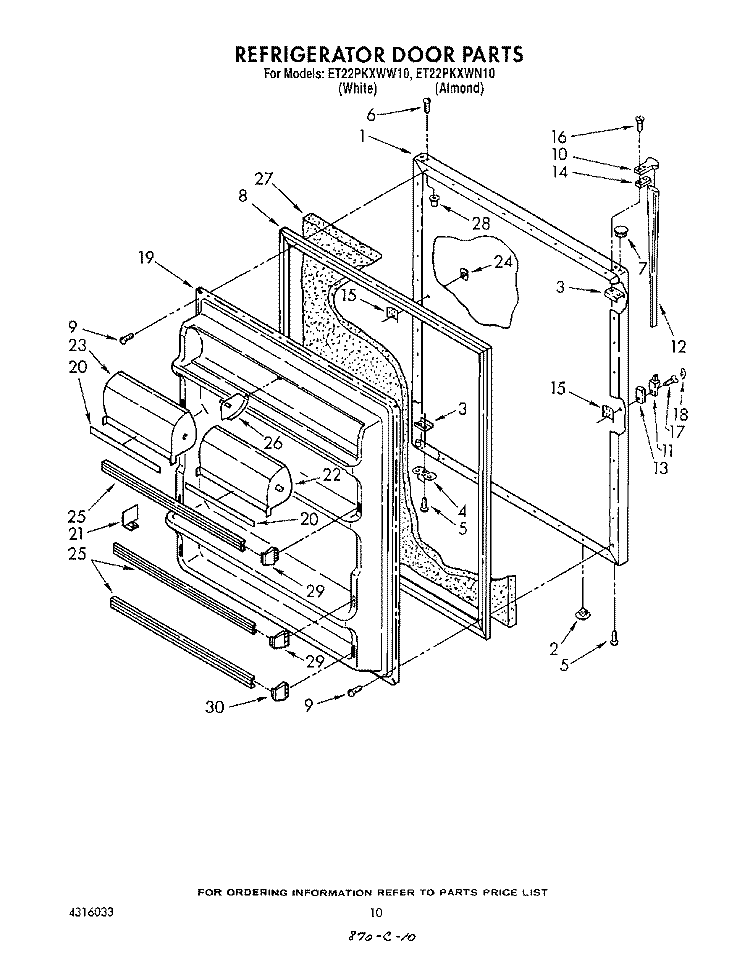 REFRIGERATOR DOOR Diagram and Parts List for ET22PKXWW10  Whirlpool Refrigerator