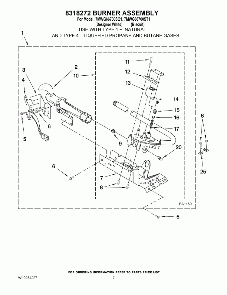 8318272 BURNER ASSEMBLY Diagram and Parts List for 7MWG66700SQ1  Whirlpool Dryer