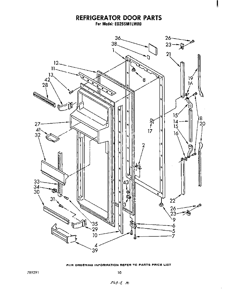REFRIGERATOR DOOR Diagram and Parts List for ED25SM1LWR0  Whirlpool Refrigerator