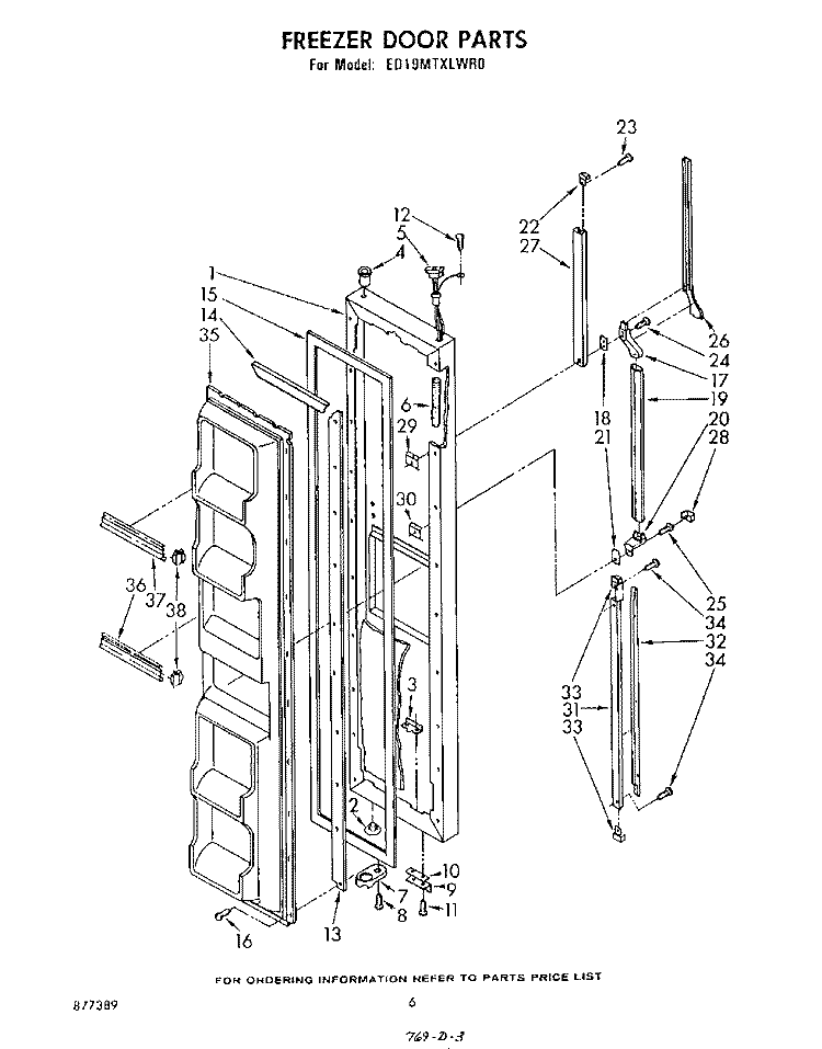 FREEZER DOOR Diagram and Parts List for ED19MTXLWR0  Whirlpool Refrigerator
