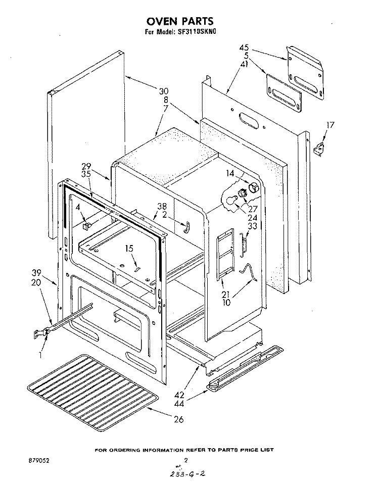 OVEN , LITERATURE Diagram and Parts List for SF3110SKN0  Whirlpool Range