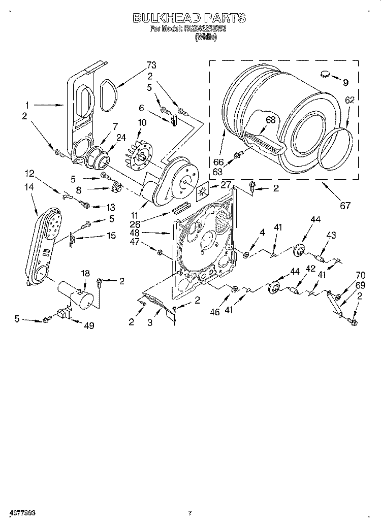 BULKHEAD Diagram and Parts List for RGX4625EW3  Roper Dryer