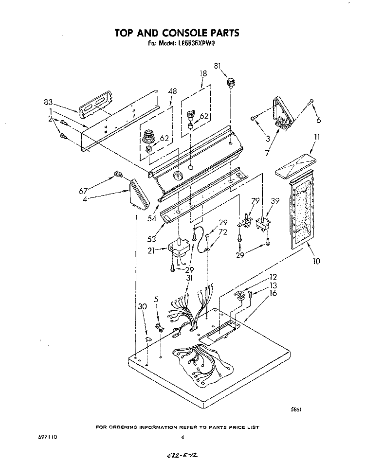 SECTION Diagram and Parts List for LE5535XPW0  Whirlpool Dryer