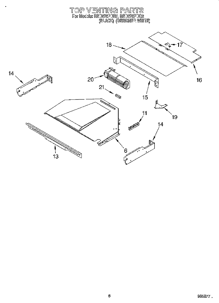 TOP VENTING, OPTIONAL Diagram and Parts List for RBD276PDB2  Whirlpool Wall Oven