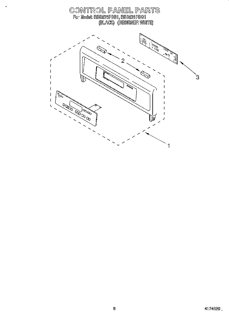 CONTROL PANEL, LITERATURE Diagram and Parts List for RBD275PDB1  Whirlpool Wall Oven