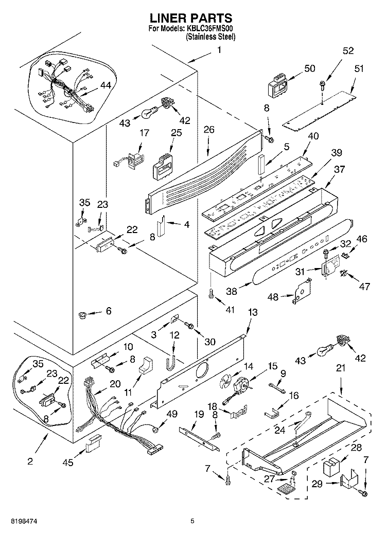 LINER PARTS Diagram and Parts List for KBLC36FMS00  KitchenAid Refrigerator