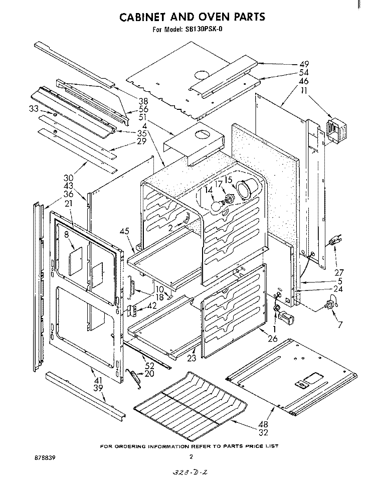 SECTION Diagram and Parts List for SB130PSK0  Whirlpool Wall Oven