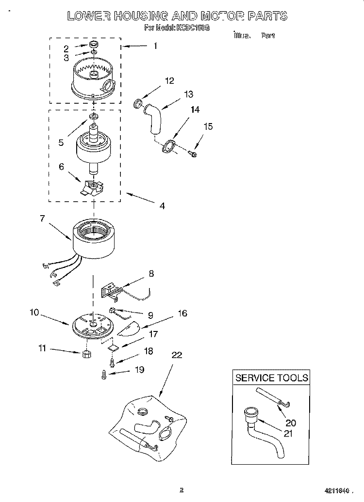 SECTION Diagram and Parts List for KCDC150G  KitchenAid Food Waste Disposer