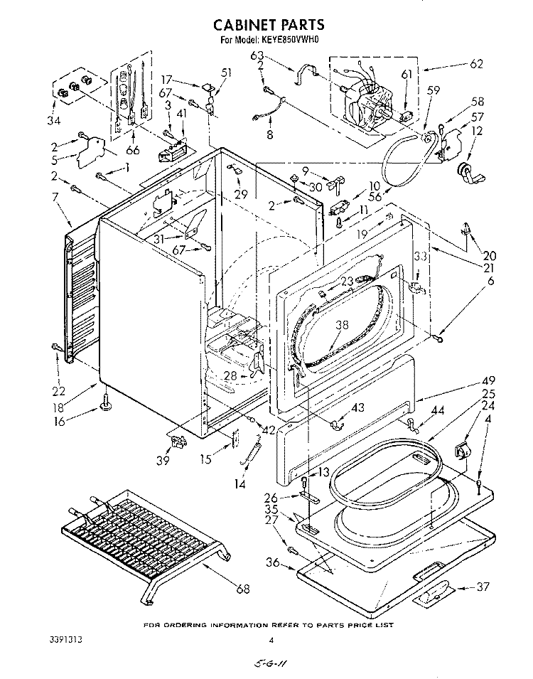 SECTION Diagram and Parts List for KEYE850VHT0  KitchenAid Dryer