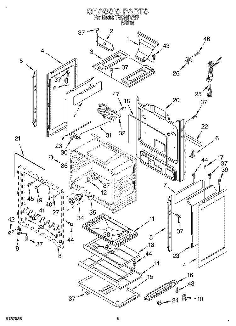 CHASSIS Diagram and Parts List for TGS325GW7  Estate Range