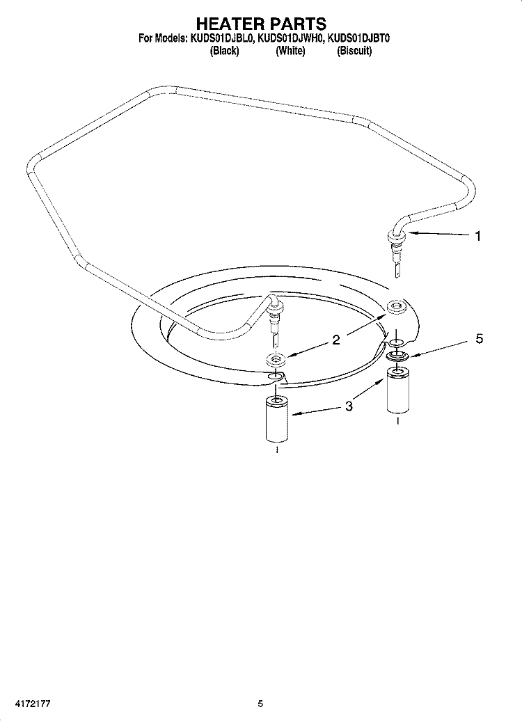 HEATER PARTS Diagram and Parts List for KUDS01DJBL0  KitchenAid Dishwasher