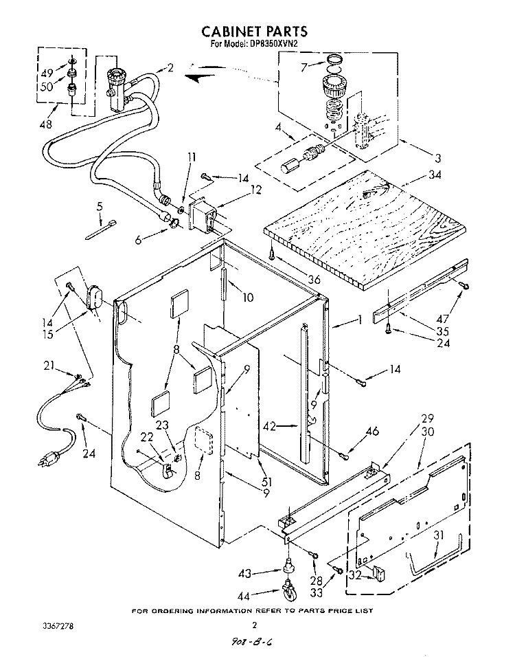 CABINET Diagram and Parts List for DP8350XVN2  Whirlpool Dishwasher