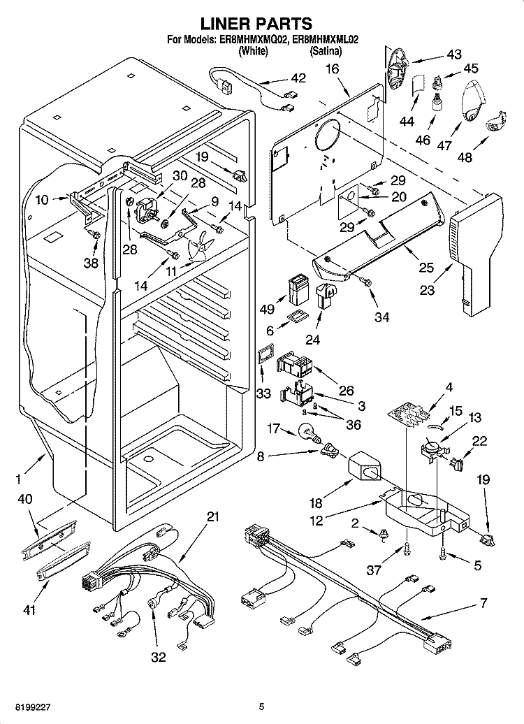 LINER PARTS Diagram and Parts List for ER8MHMXML02  Whirlpool Refrigerator