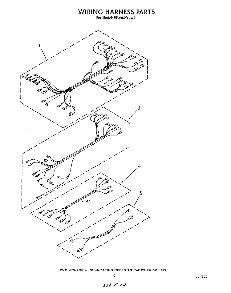 WIRING HARNESS Diagram and Parts List for RF396PXVN2  Whirlpool Range