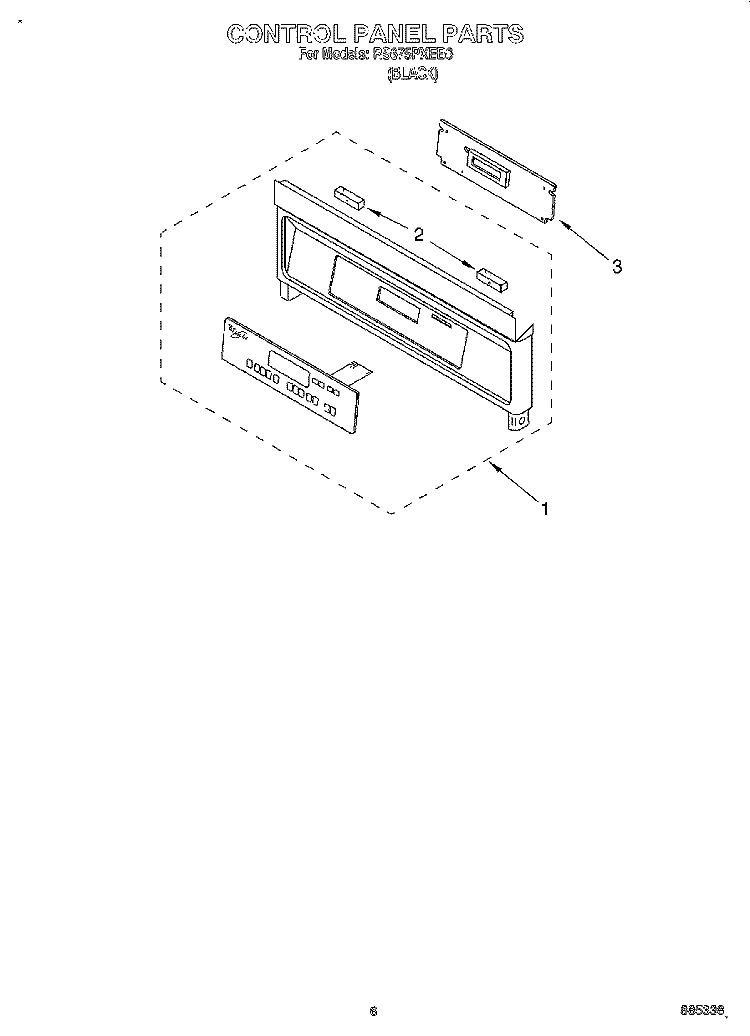 CONTROL PANEL, TOP VENTING, LITERATURE Diagram and Parts List for RS675PXEB0  Whirlpool Range