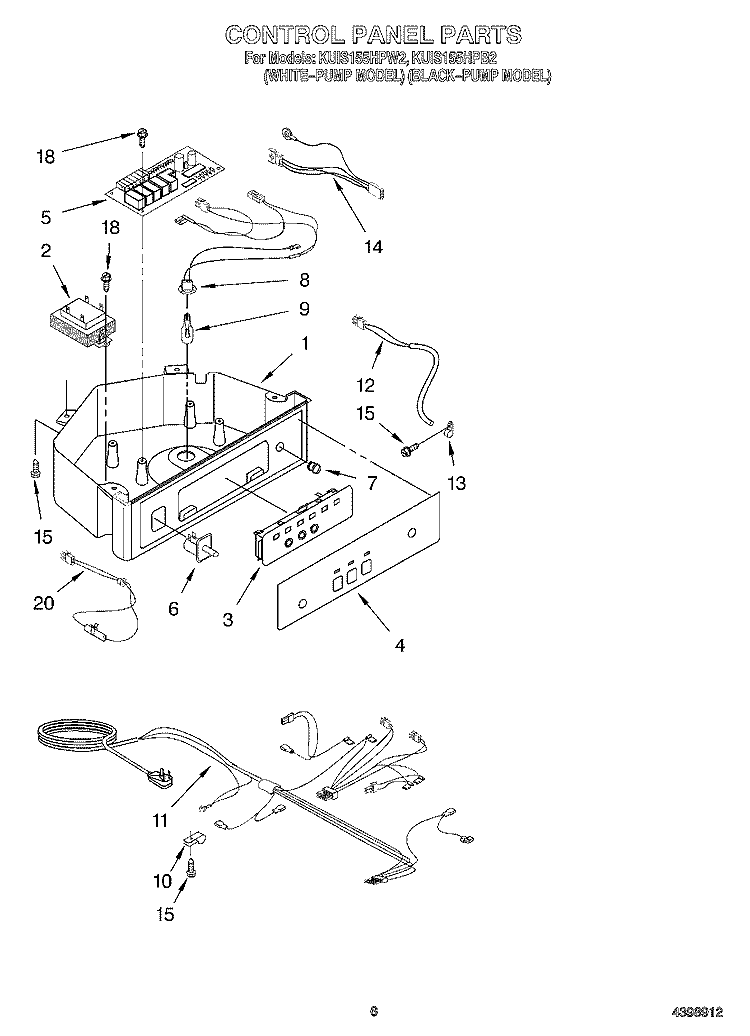 CONTROL PANEL Diagram and Parts List for KUIS155HPW2  KitchenAid Ice Maker