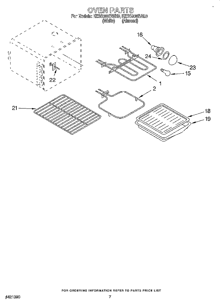 OVEN Diagram and Parts List for KESS300BAL0  KitchenAid Range