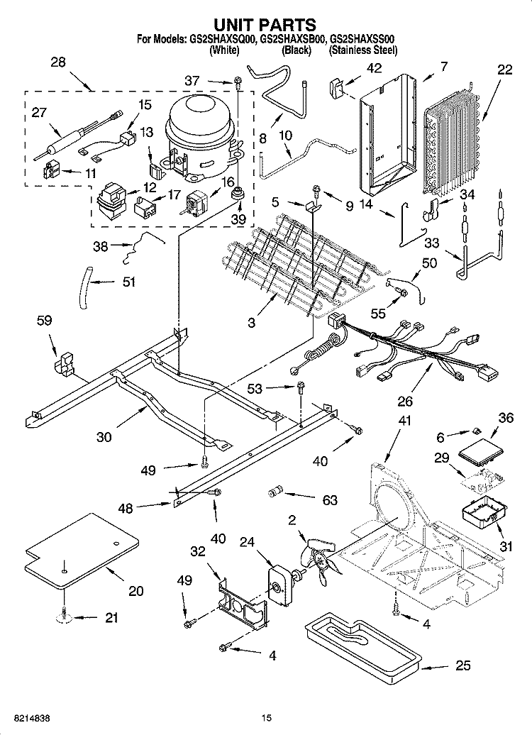 UNIT PARTS Diagram and Parts List for GS2SHAXSB00  Whirlpool Refrigerator