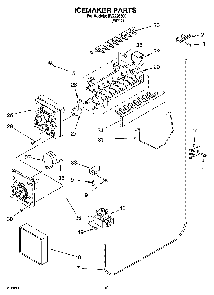 ICEMAKER PARTS, OPTIONAL PARTS Diagram and Parts List for IRQ226300  Inglis Refrigerator