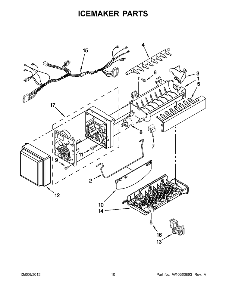 ICEMAKER PARTS Diagram and Parts List for KFXS25RYWH5  KitchenAid Refrigerator
