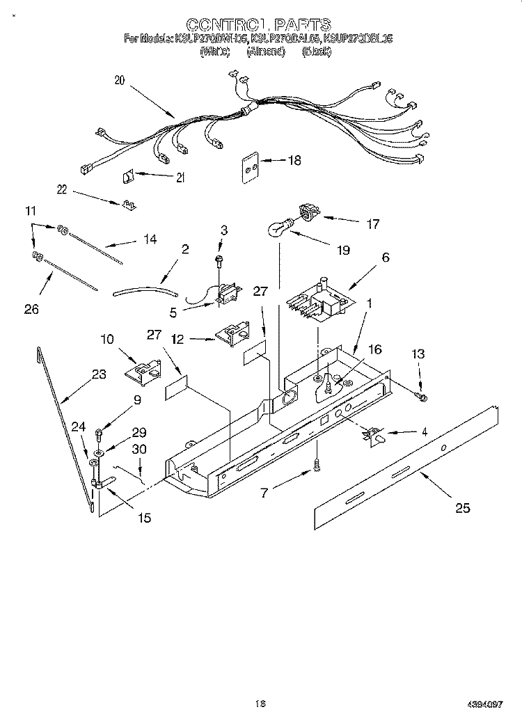 CONTROL Diagram and Parts List for KSUP27QDBL05  KitchenAid Refrigerator
