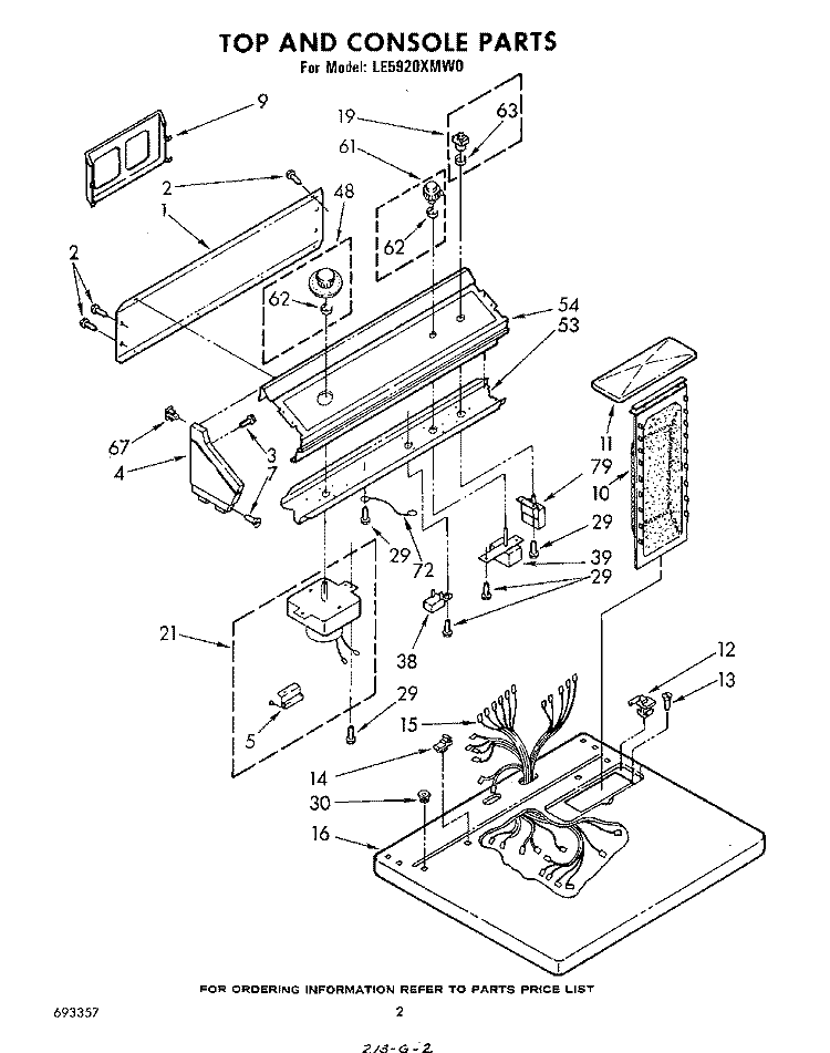 SECTION Diagram and Parts List for LE5920XMW0  Whirlpool Dryer