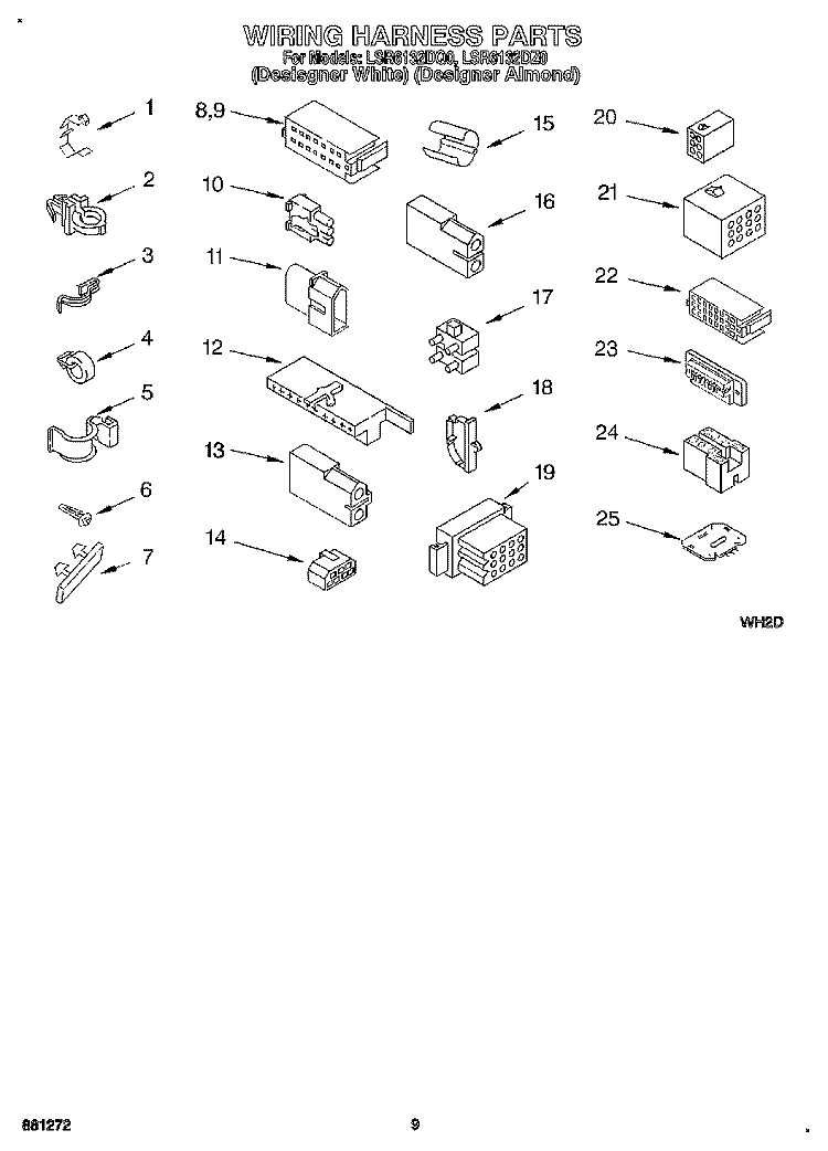 WIRING HARNESS Diagram and Parts List for LSR6132DZ0  Whirlpool Washer