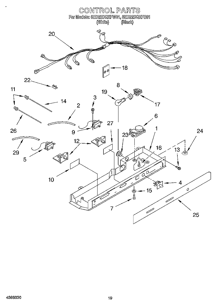 CONTROL, OPTIONAL Diagram and Parts List for 6ED22DQXFW01  Whirlpool Refrigerator