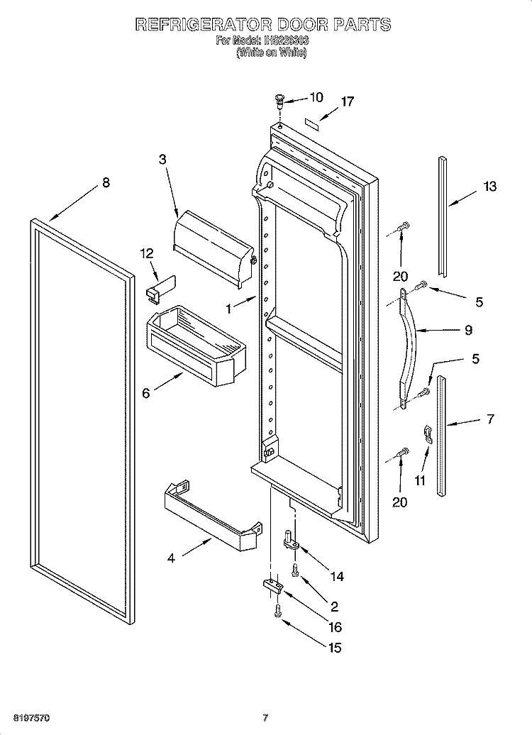 REFRIGERATOR DOOR PARTS Diagram and Parts List for IHS226303  Inglis Refrigerator