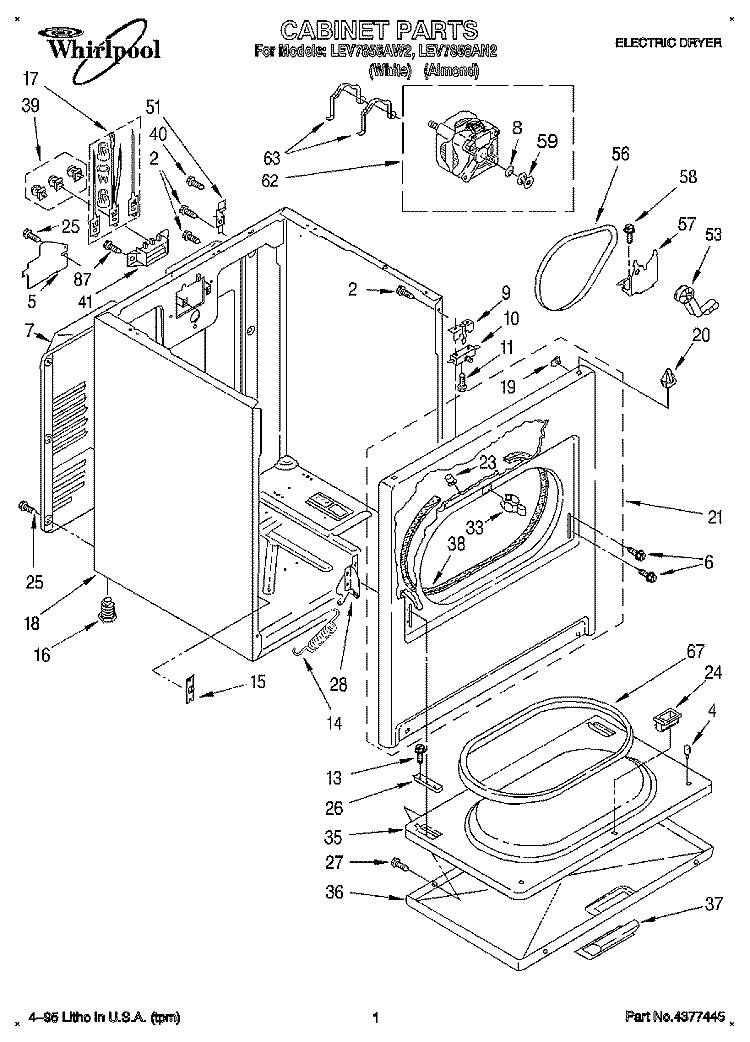 SECTION Diagram and Parts List for LEV7858AN2  Whirlpool Dryer