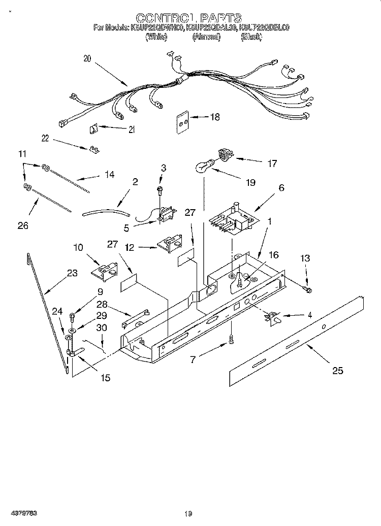 CONTROL, LIT/OPTIONAL Diagram and Parts List for KSUP22QDWH00  KitchenAid Refrigerator