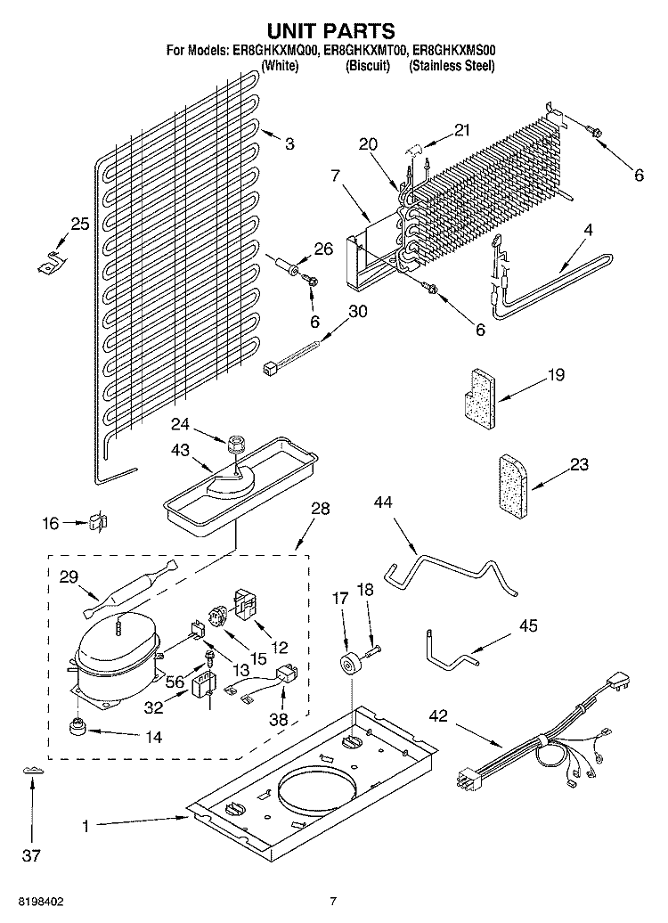 UNIT PARTS Diagram and Parts List for ER8GHKXMT00  Whirlpool Refrigerator