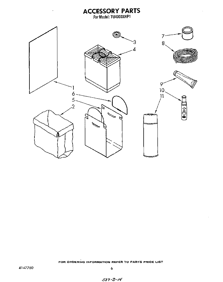 ACCESSORY Diagram and Parts List for TU4000XRP1  Whirlpool Trash Compactor