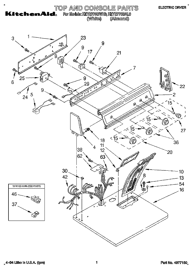 SECTION Diagram and Parts List for KEYE770BWH0  KitchenAid Dryer