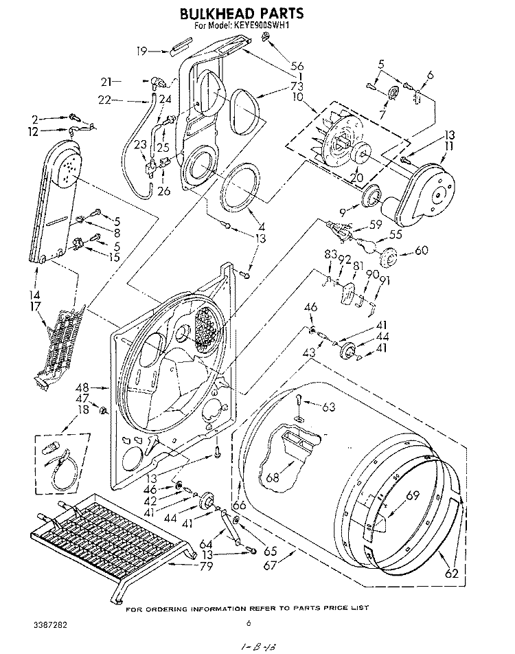 SECTION Diagram and Parts List for KEYE900SWH1  KitchenAid Dryer