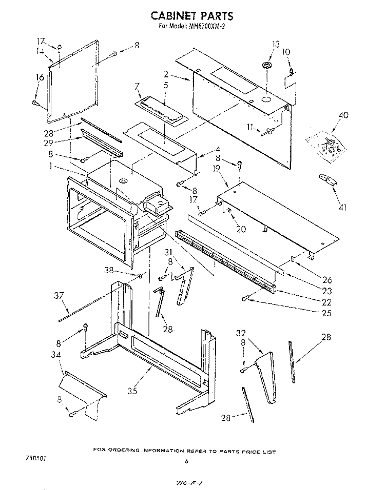 CABINET Diagram and Parts List for MH6700XM2  Whirlpool Microwave