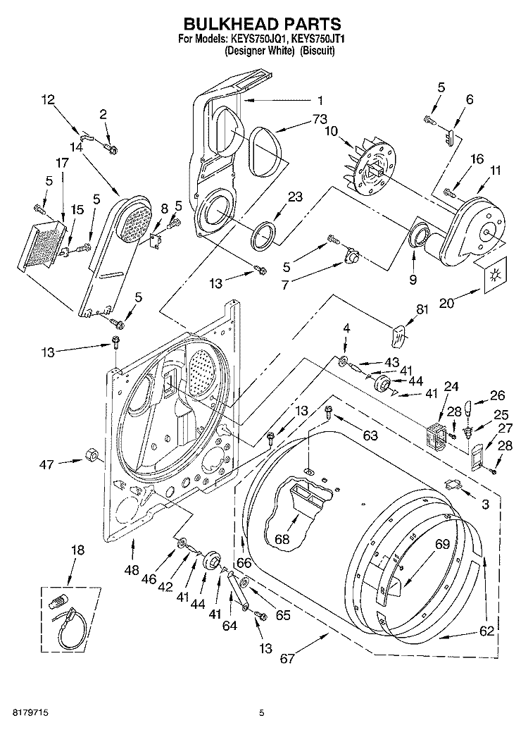 SECTION Diagram and Parts List for KEYS750JQ1  KitchenAid Dryer