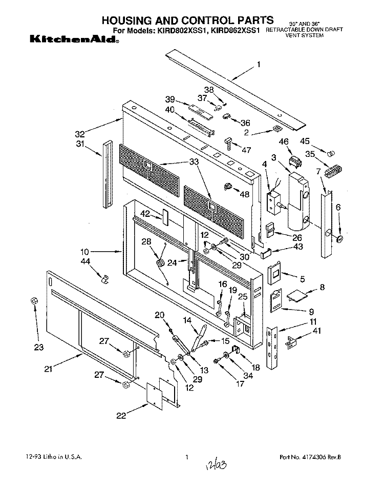 SECTION Diagram and Parts List for KIRD802XSS1  KitchenAid Range Hood