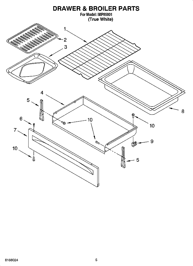 DRAWER & BROILER PARTS Diagram and Parts List for IMP85801  Inglis Range