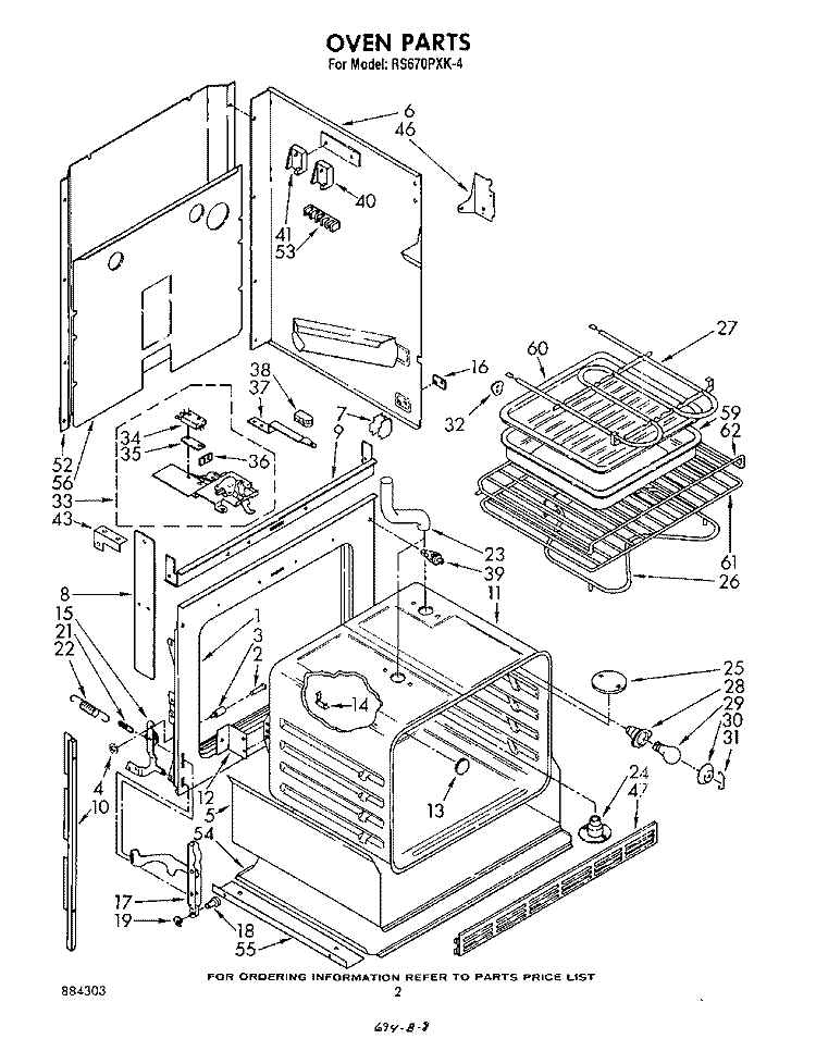 OVEN Diagram and Parts List for RS670PXK4  Whirlpool Range