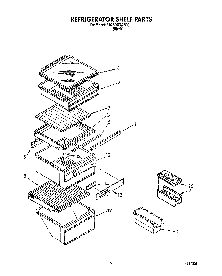 REFRIGERATOR SHELF Diagram and Parts List for ED25DQXAB00  Whirlpool Refrigerator