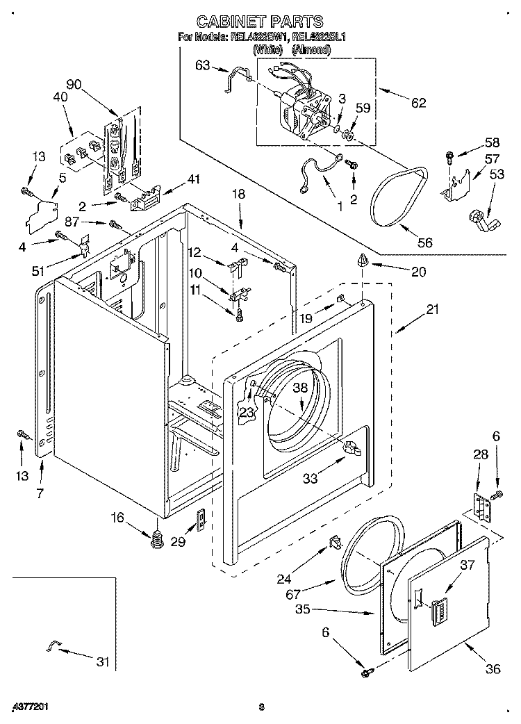 SECTION Diagram and Parts List for REL4622BL1  Roper Dryer