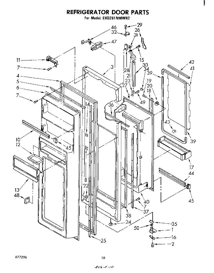REFRIGERATOR DOOR Diagram and Parts List for EHD261MMWR2  Whirlpool Refrigerator