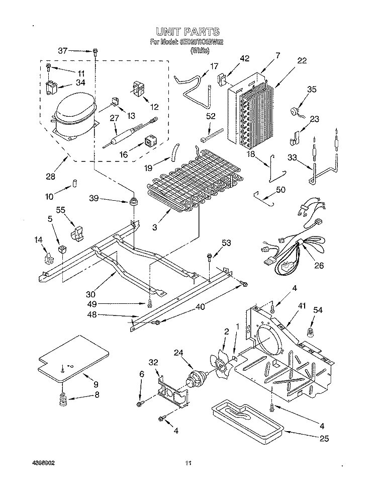 UNIT Diagram and Parts List for 6ED20TKXGW02  Whirlpool Refrigerator