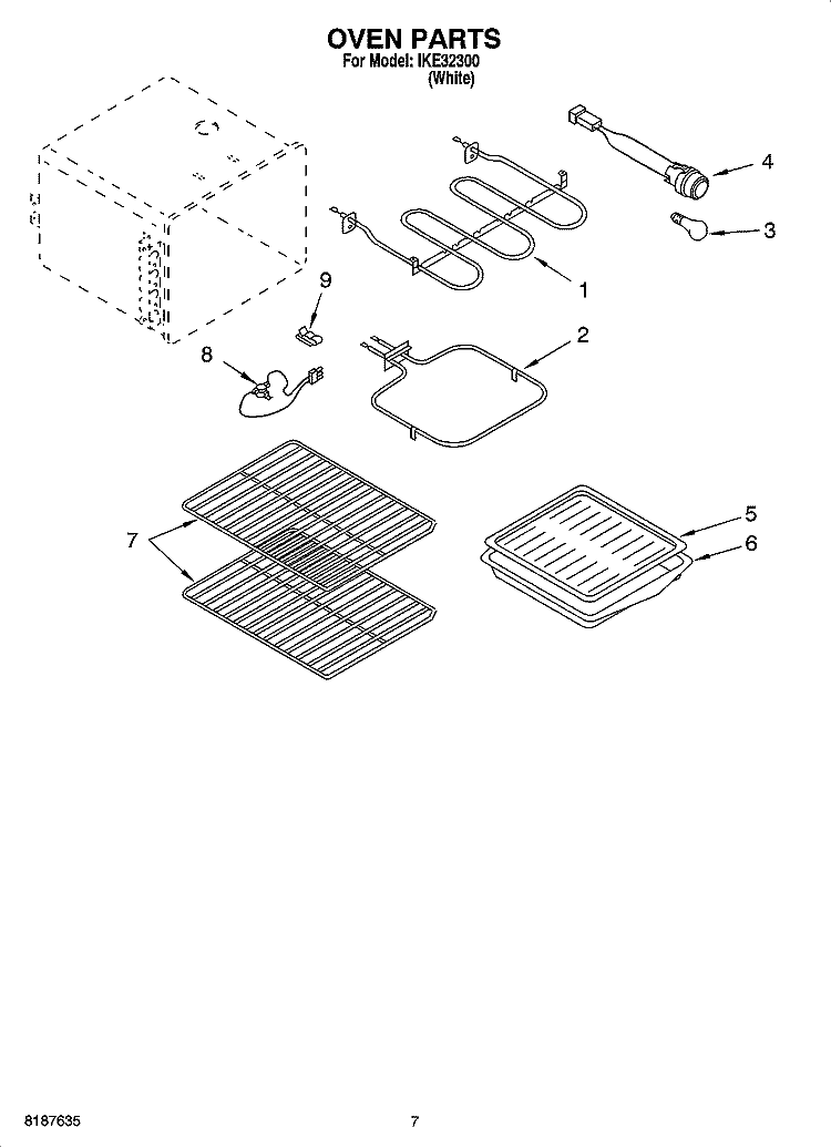 OVEN PARTS, MISCELLANEOUS PARTS Diagram and Parts List for IKE32300  Inglis Range