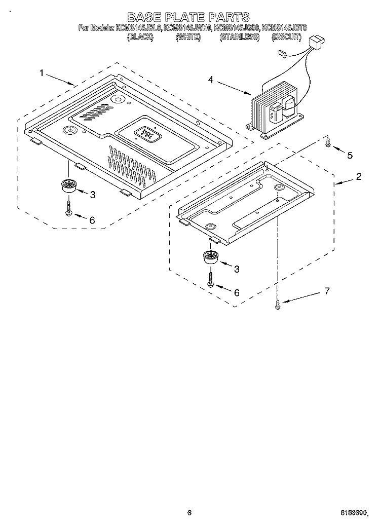 BASE PLATE Diagram and Parts List for KCMS145JBL0  KitchenAid Microwave