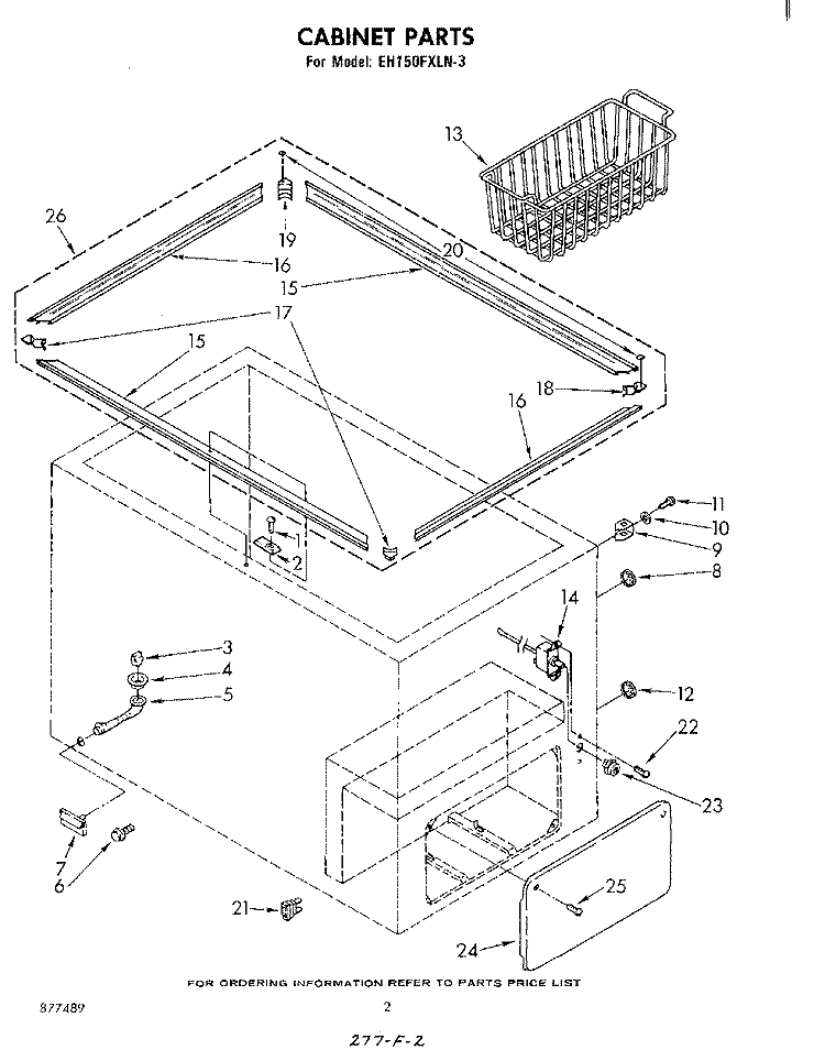 SECTION Diagram and Parts List for EH150FXLN3  Whirlpool Freezer