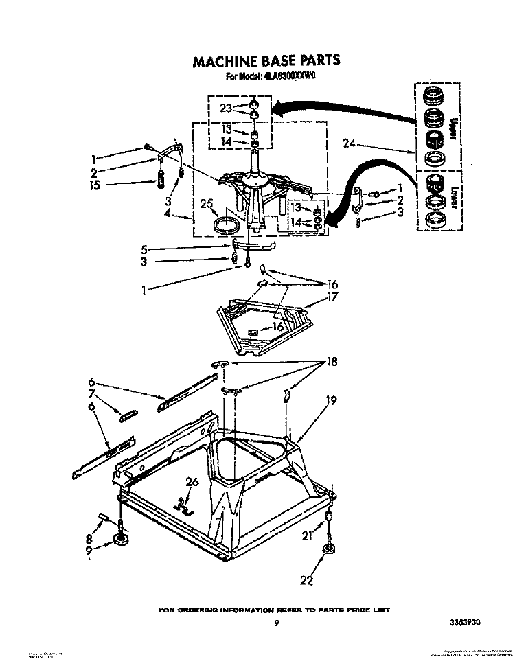 MACHINE BASE Diagram and Parts List for 4LA6300XXF0  Whirlpool Washer